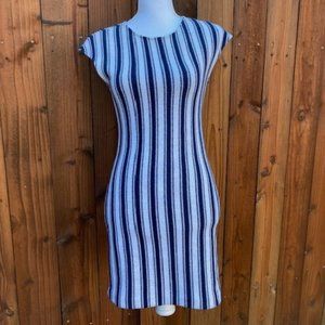 Theory Navy Stripe Cap Sleeve Knit Dress